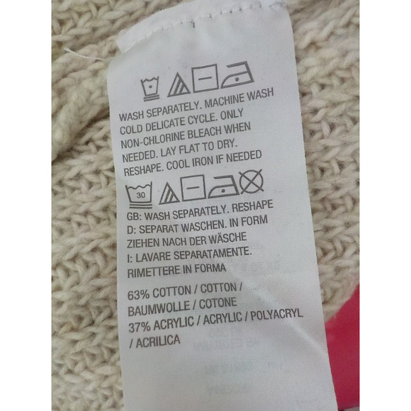 Candance Cameron Bure Turtleneck Sweater Women Small Neutral Beige Cable Knit - Picture 9 of 10